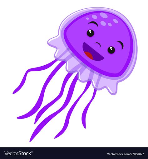 Jellyfish character smiling on a white jelly fish Vector Image