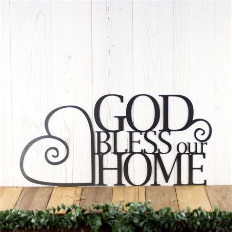 God Bless Our Home Metal Sign, Heart, Religious Decor, God Bless ...