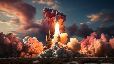 Premium AI Image | Satellite Launch Against a Vibrant Sky