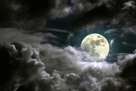 Moon Clouds Nature Sky Black Wallpaper Mural - Decorsmarket – DecorsMarket