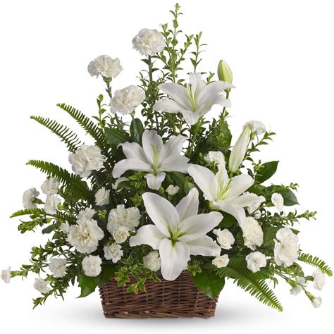 Peaceful White Lilies Basket Arrangement – Ava Florist