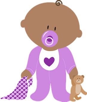 Download Cartoon Baby With Pacifierand Teddy Bear | Wallpapers.com