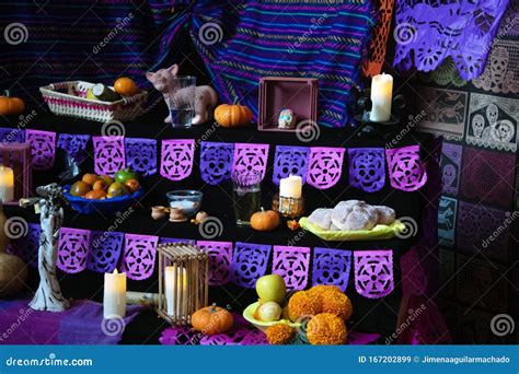 Day of the death altar stock image. Image of scary, candle - 167202899