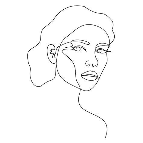 Premium Vector | Trendy fashion contour drawing lineart portrait of a ...