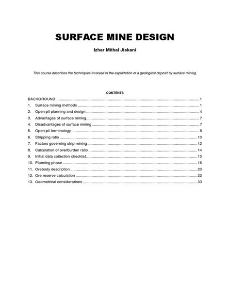 Surface Mine Design | PDF | Coal Mining | Mining