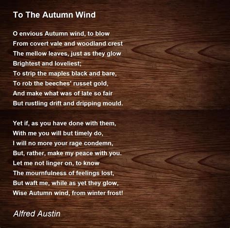 To The Autumn Wind Poem by Alfred Austin - Poem Hunter