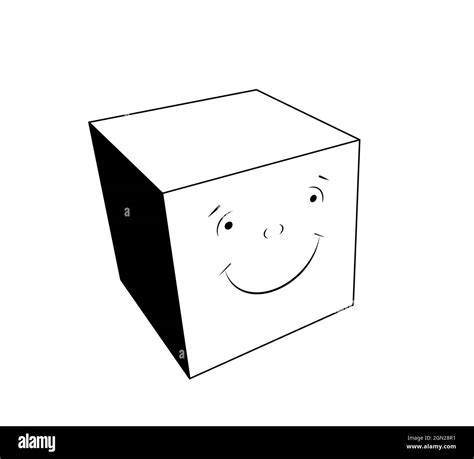 basic emotions and feelings for kids, happiness. black and white cartoon happy face. 3d cube ...