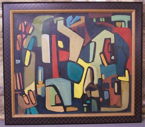 French Abstract Modern Art oil on canvas by Millou c1950 : Item # 6924 For Sale | Antiques.com ...