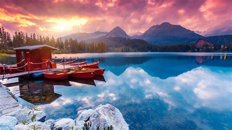 Sunrise, Nature, Lake, Mountain, Scenery, 4K, #149 Wallpaper PC Desktop