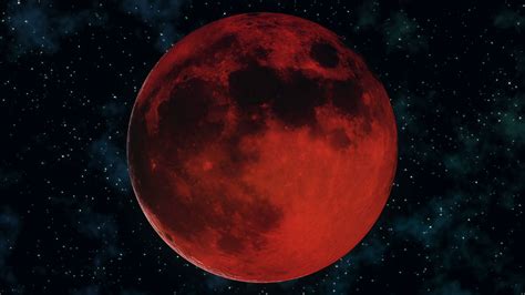 Realistic seamless 3D animation of full lunar eclipse. Blood moon wax and wane through all lunar ...