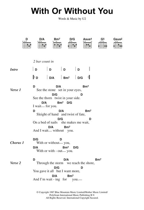 With Or Without You by U2 - Guitar Chords/Lyrics - Guitar Instructor