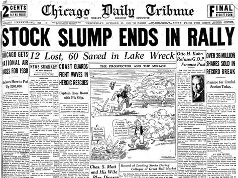 The Great Depression: Newspaper headlines from the 1929 stock market ...