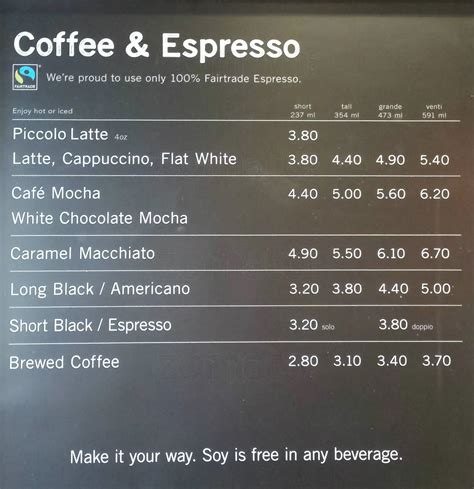 starbucks coffee prices