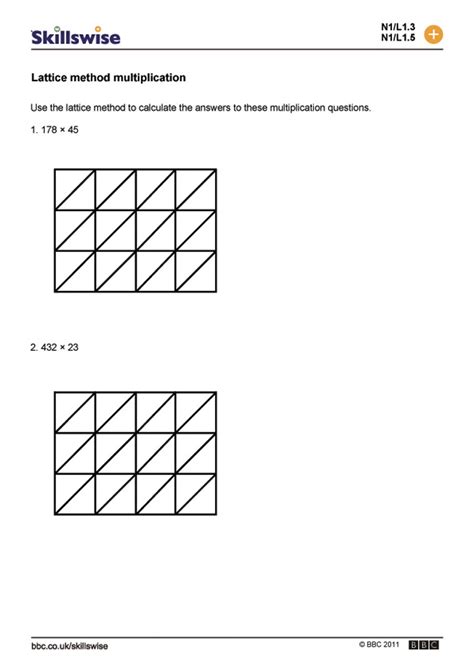 Chinese Grid Method Multiplication Worksheet - Free Printable