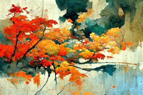 Premium AI Image | Autumn Season stunning trees watercolor