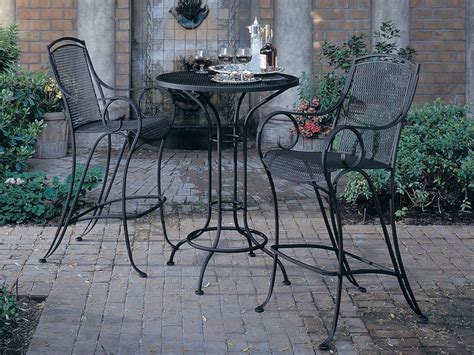 Woodard Aurora Wrought Iron Patio Bar Height | Wrought iron outdoor furniture, Bistro table ...