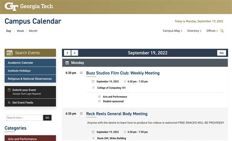 Georgia Tech Campus Calendar | Waye Design Group