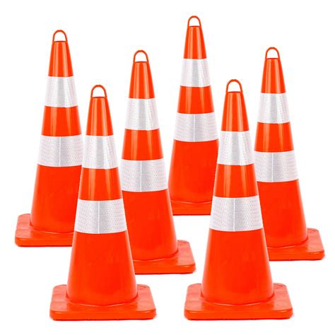 8 Cones 28 Traffic Cones Plastic Road Cone PVC Safety Road Parking Cones Weighted Hazard Base ...