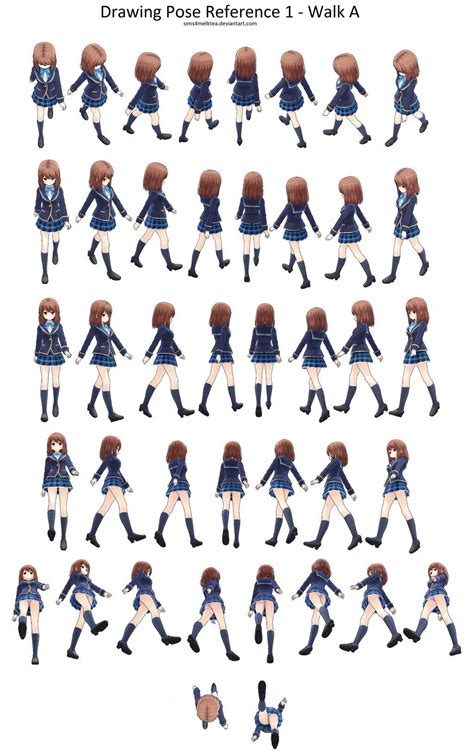 Manga Walk Pose Reference All Angles | Manga poses, Walking poses ...