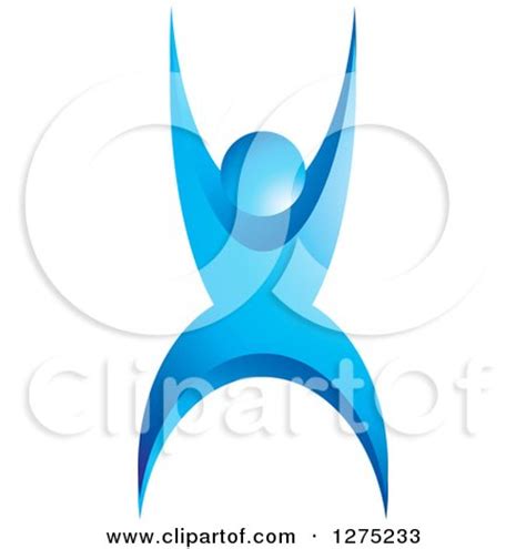 Clipart of a Happy Blue Person Jumping 2 - Royalty Free Vector Illustration by Lal Perera #1275233