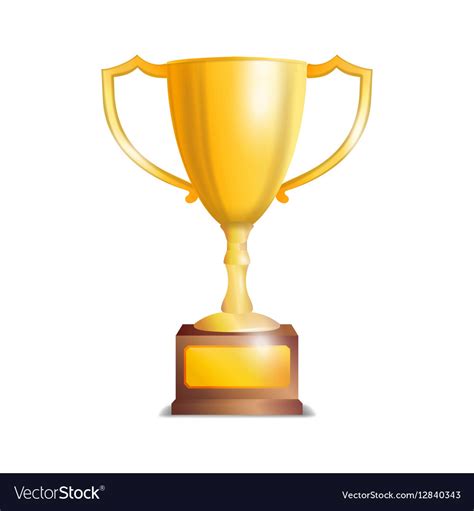 Golden trophy cup isolated on white background Vector Image