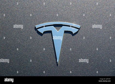 Tesla car badge Stock Photo - Alamy