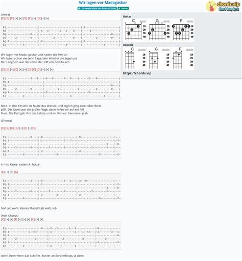 Chord: Wir lagen vor Madagaskar - tab, song lyric, sheet, guitar ...