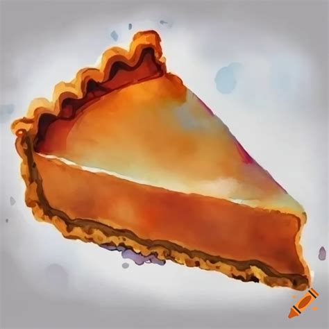 Watercolor drawing of a slice of pumpkin pie on Craiyon