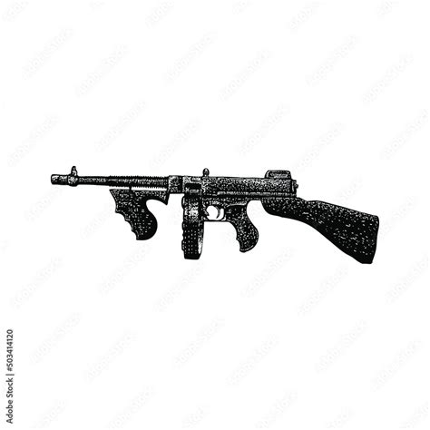 thompson submachine gun illustration isolated on background Stock Vector | Adobe Stock