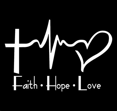 Faith Love Hope Cross, EKG & Heart Vinyl Decal Sticker Car Truck Window ...