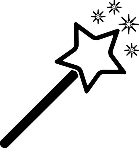 Black and White icon of magic wand in illustration. 24950815 Vector Art at Vecteezy