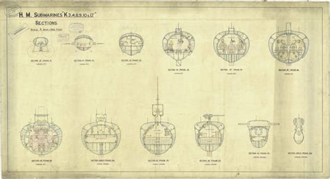 Plan of K class submarines HMS 'K3', 'K4', K8', 'K9', 'K10' and 'K17'