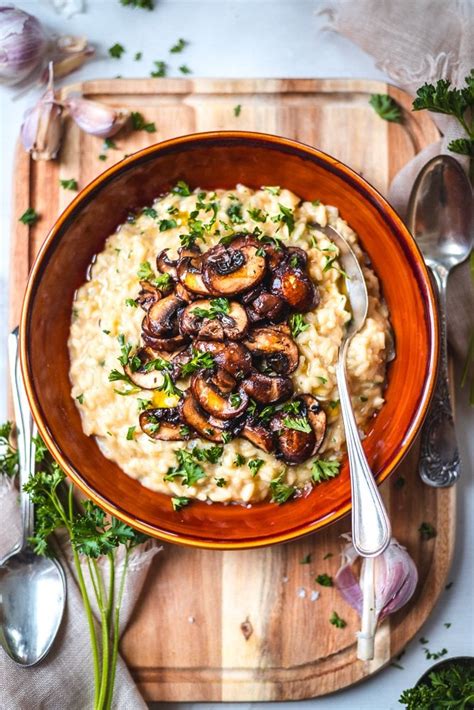 Creamy Vegan Mushroom Risotto | Two Spoons