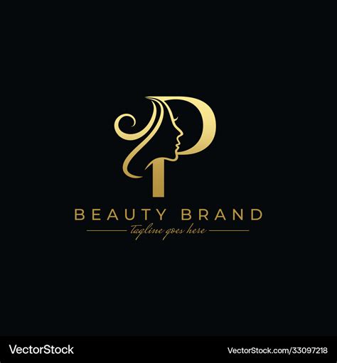 Letter p beauty face hair salon logo design Vector Image