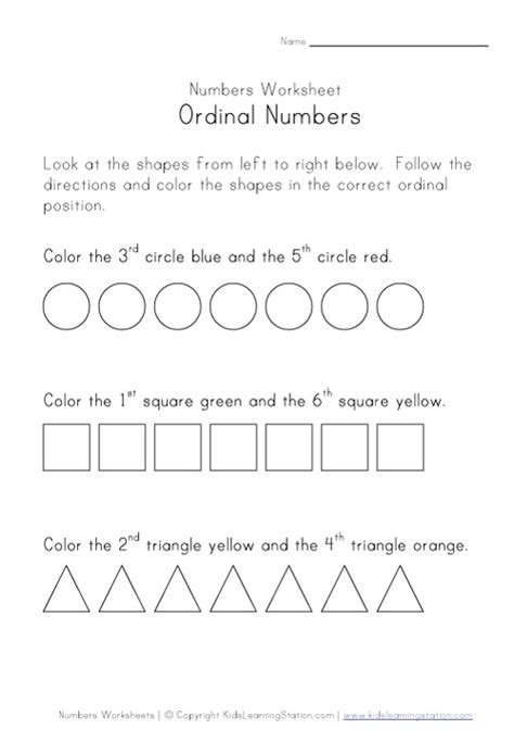 Ordinal Numbers Worksheets | Kids Learning Station