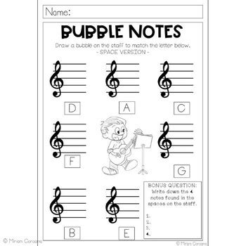 Treble Clef Note Recognition Worksheets by Miriam Coroama | TpT