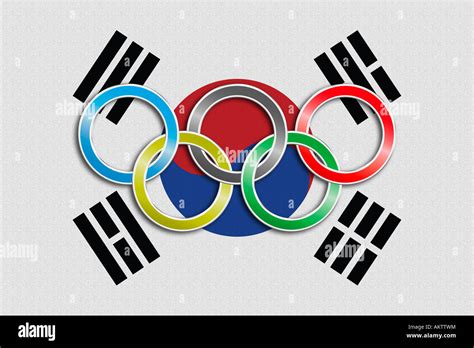 Flag of South Korea with olympic symbol Stock Photo - Alamy