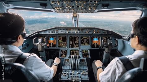 Cockpit of a modern private jet airplane. Stock Photo | Adobe Stock