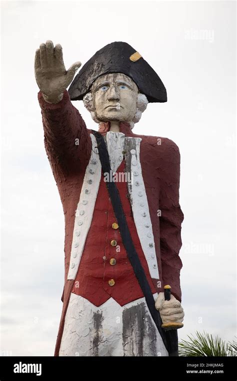 Controversial huge statue of Captain James Cook on the Captain Cook Highway in Cairns. It is set ...