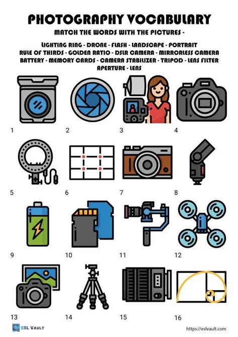 Free printable photography vocabulary worksheets | Photography vocabulary, Photography classroom ...