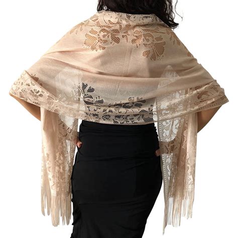 Champagne Tulle Wedding Wrap Shawl Lace Pashmina Scarf – Central Chic