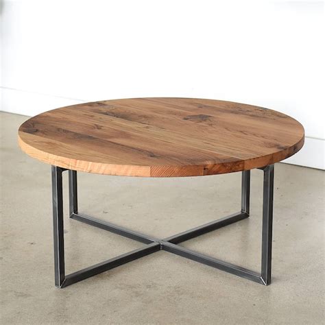 Round Coffee Table / Reclaimed Wood Metal Base Coffee Table - Etsy