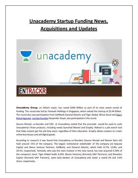 PPT - Unacademy Startup Funding News, Acquisitions and Updates ...