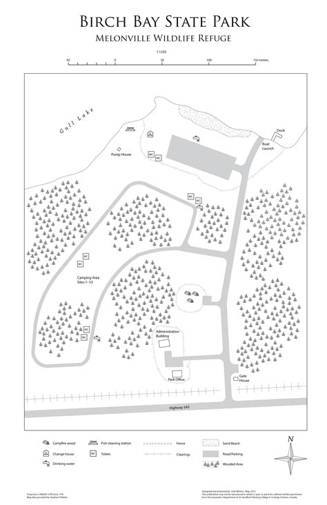 greyscale map of Birch Bay State Park and Melonville Wildlife Refuge ...
