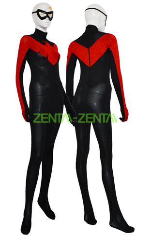 Red Nightwing Costume | Black and Red Spandex Lycra Catsuit 2 ...