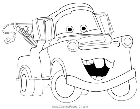 Tow Mater Cars Coloring Page | Cars coloring pages, Coloring pages ...