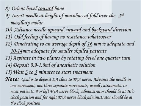 Posterior superior alveolar (psa) nerve block