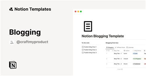 Blogging Template by CraftMyProduct | Notion Marketplace