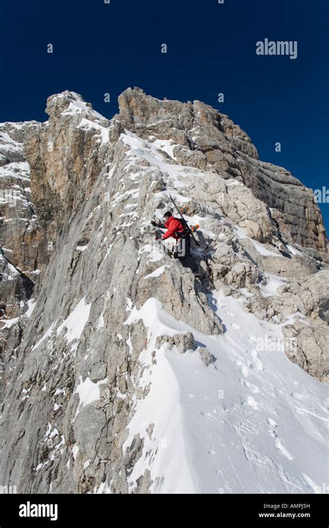 hiking in the snowy mountains Stock Photo - Alamy