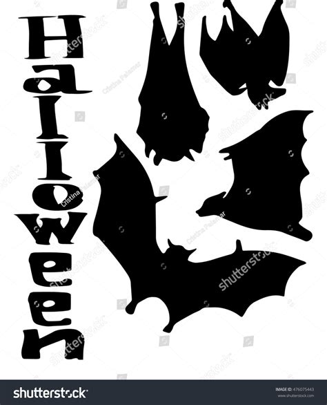 Vector Illustration Halloween Bats Silhouette Set Stock Vector (Royalty ...